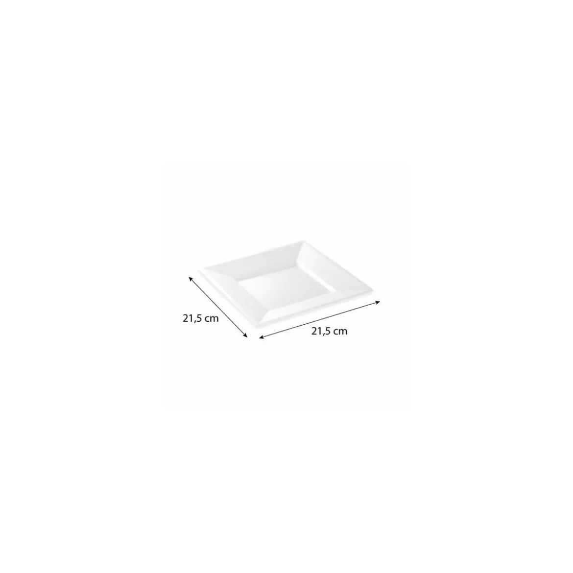 Assiette carrée réutilisable PS blanc 215 mm - par 12
