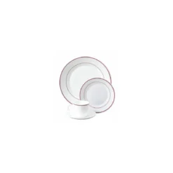 Assiette creuse verre trempé blanc/filet bordeaux ø 22,5 cm - par 24