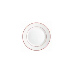 Assiette plate verre trempé blanc/filet bordeaux ø 15,5 cm - par 24