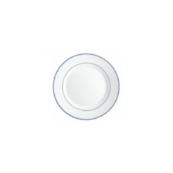 Assiette plate verre trempé blanc/filet bleu ø 15,5 cm - par 24