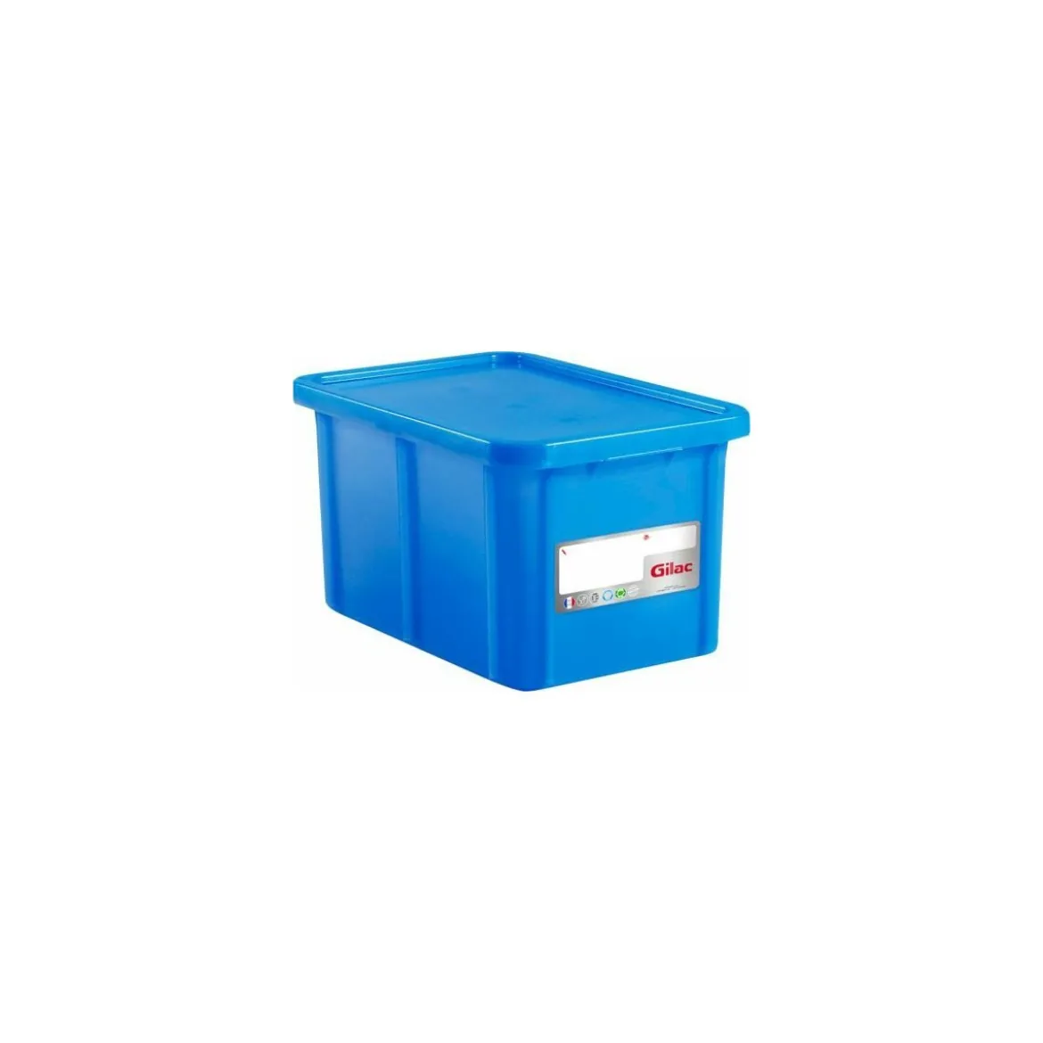 Bac rectangulaire PEHD bleu 35 L avec couvercle