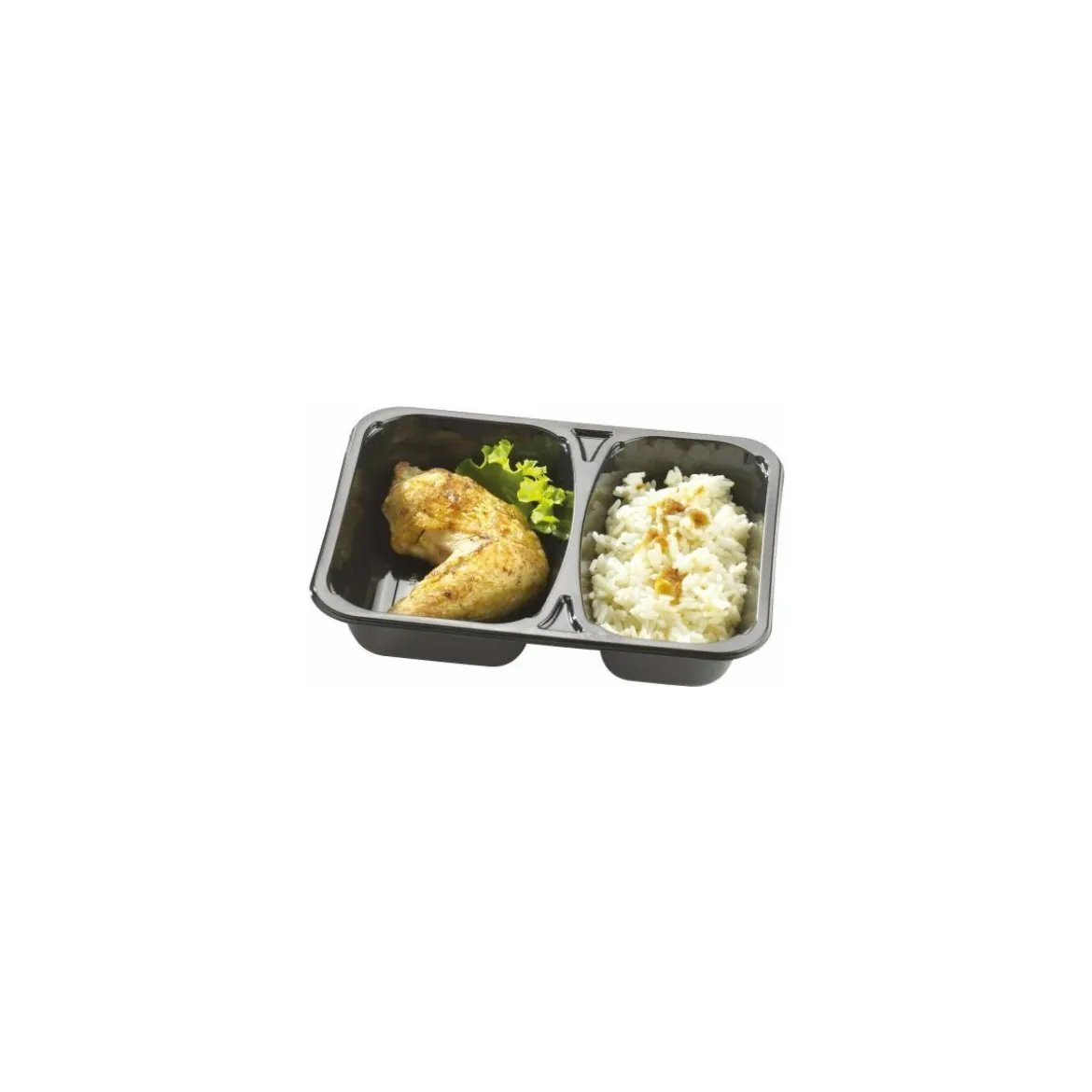 Barquette CPET scellable noire 2 compartiments 45 + 60 cl - par 320