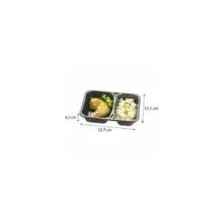 Barquette CPET scellable noire 2 compartiments 45 + 60 cl - par 320