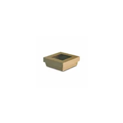 Barquette kraft brun ingraissable avec fenêtre 500 ml - par 50