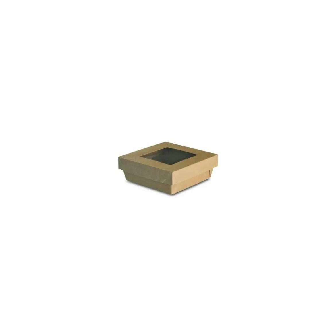 Barquette kraft brun ingraissable avec fenêtre 500 ml - par 50
