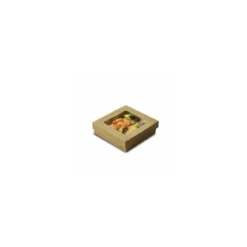 Barquette kraft brun ingraissable avec fenêtre 500 ml - par 50