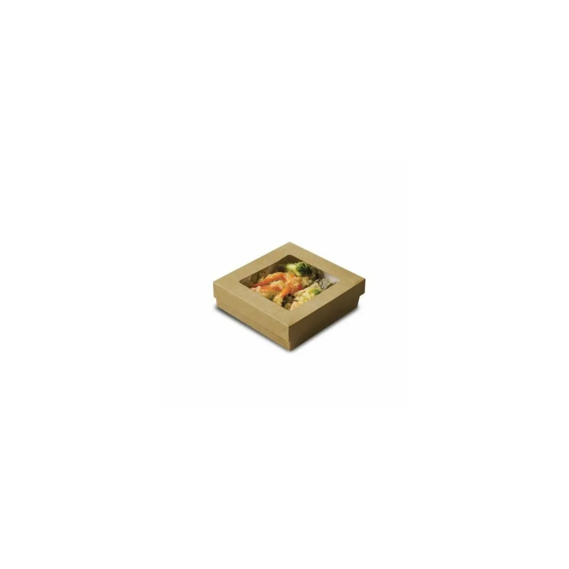 Barquette kraft brun ingraissable avec fenêtre 500 ml - par 50