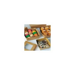 Barquette kraft brun ingraissable avec fenêtre 1000 ml - par 40
