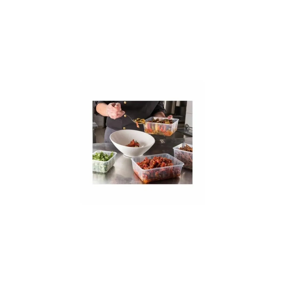 Barquette plastique micro-ondable 1350 ml avec couvercle - par 100