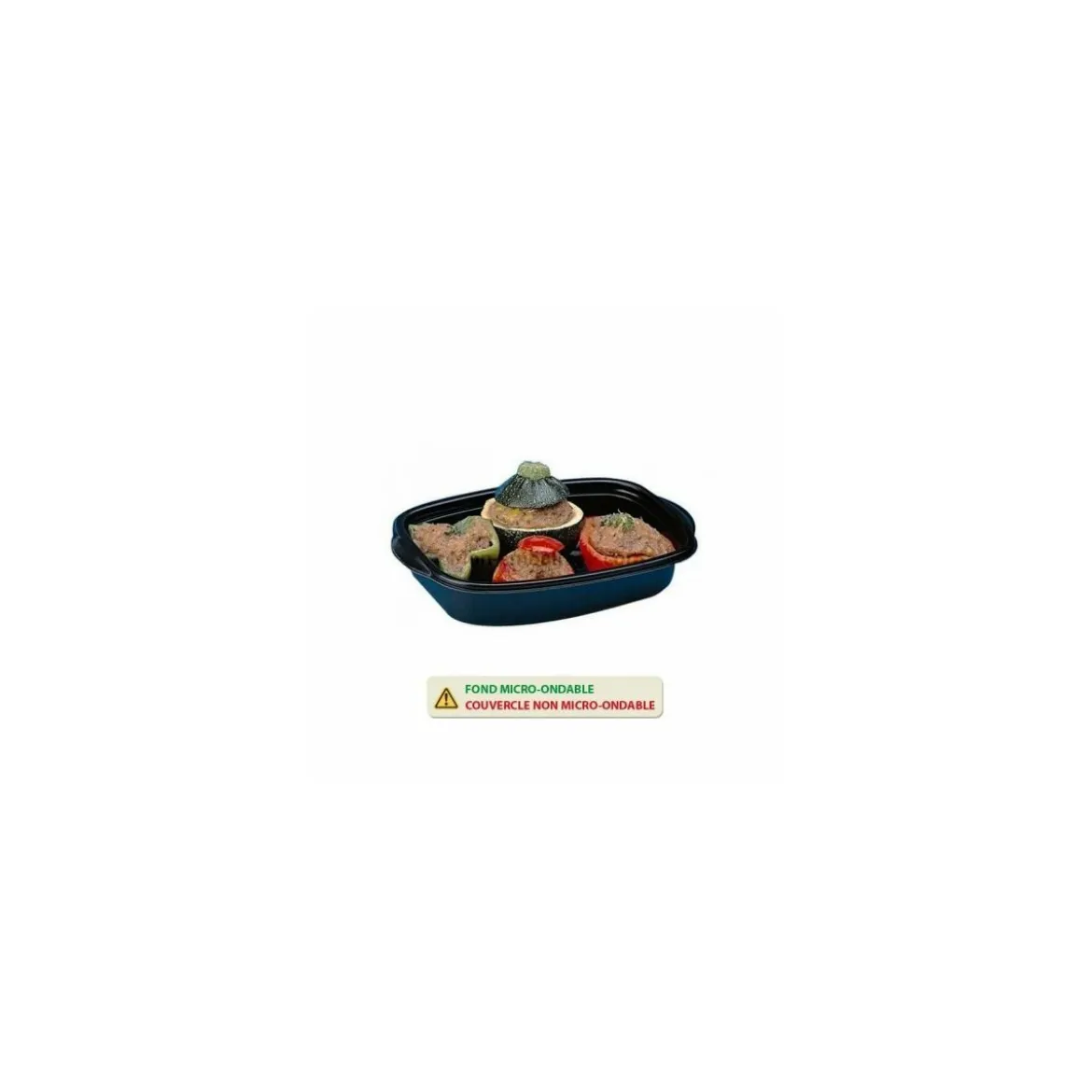 Barquette plastique noire avec couvercle anti-buée Marmipack 900 ml - par 25