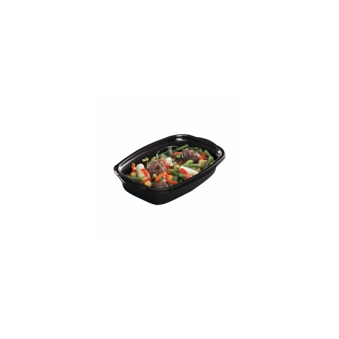 Barquette plastique noire avec couvercle anti-buée Marmipack 900 ml - par 25