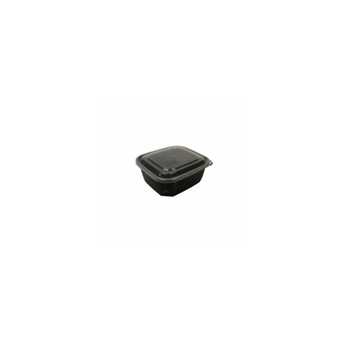 Barquette plastique PP noir 370 ml avec couvercle - par 50