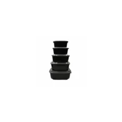 Barquette plastique PP noir 370 ml avec couvercle - par 50