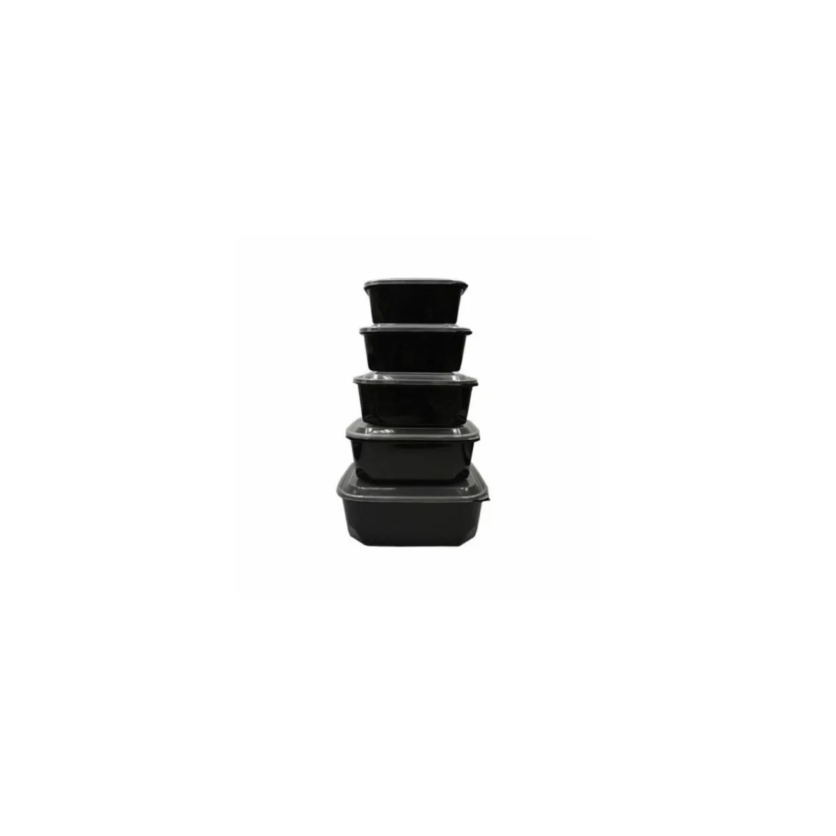 Barquette plastique PP noir 370 ml avec couvercle - par 50