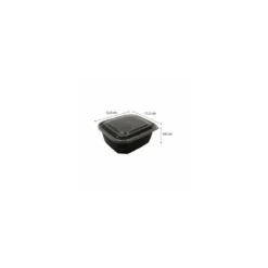 Barquette plastique PP noir 370 ml avec couvercle - par 50