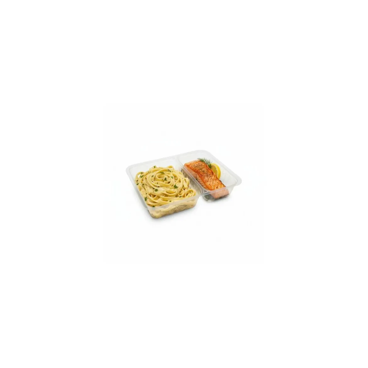 Barquette plastique transparente 2 compartiments scellable Alphacel 1380 ml - par 420