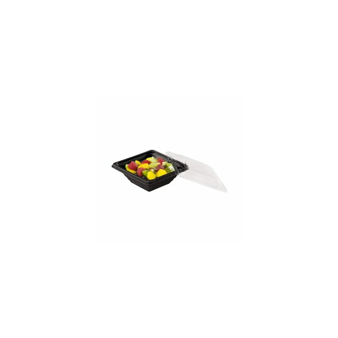 Barquette salade Pyramipack noire 250 ml avec couvercle - par 40