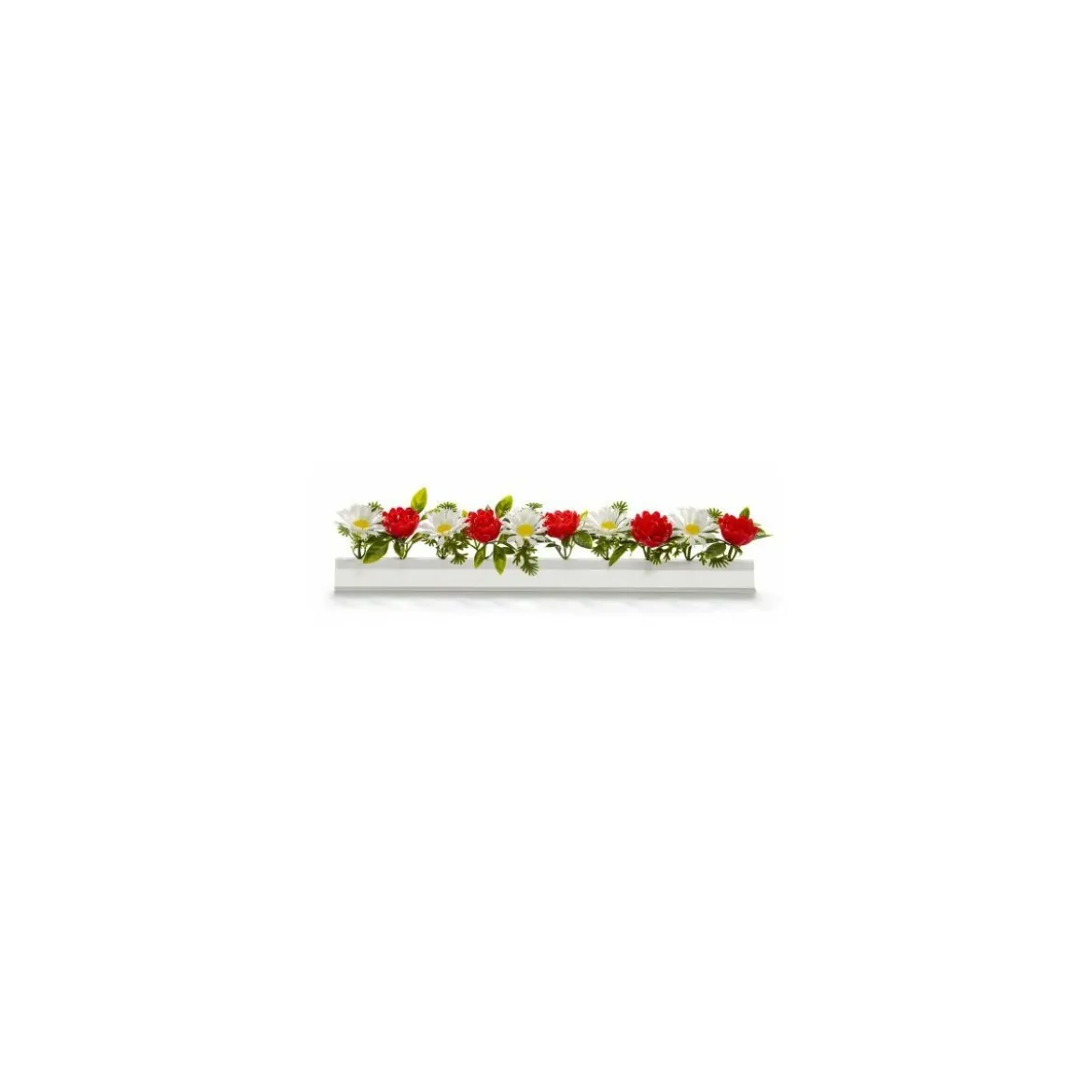 Barrette blanche marguerites et roses 25 cm - par 12