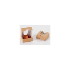 Boite carton kraft à fenêtre 120 x 120 x 40 mm - par 50