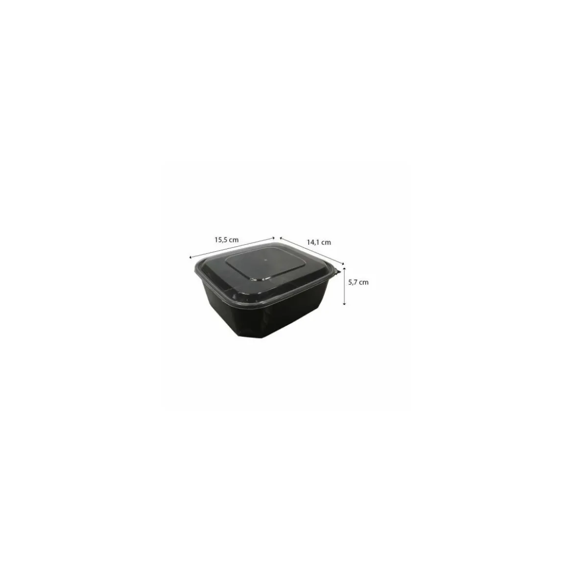 Boite à couvercle charnière pp noir 75 cl - par 288