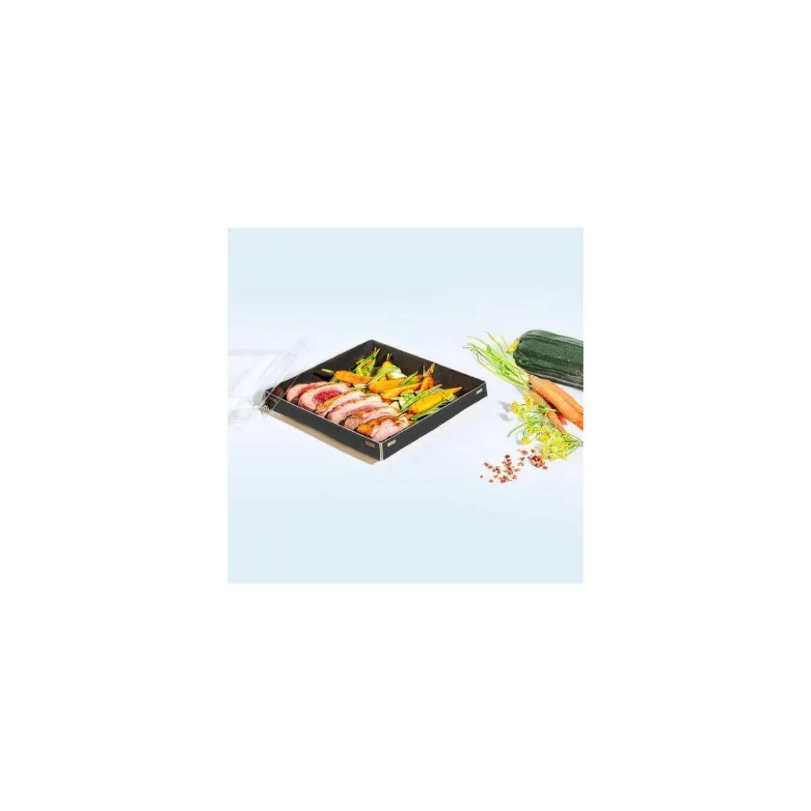 Boite Luxifood carton kraft noir 750 ml avec couvercle RPET - par 20