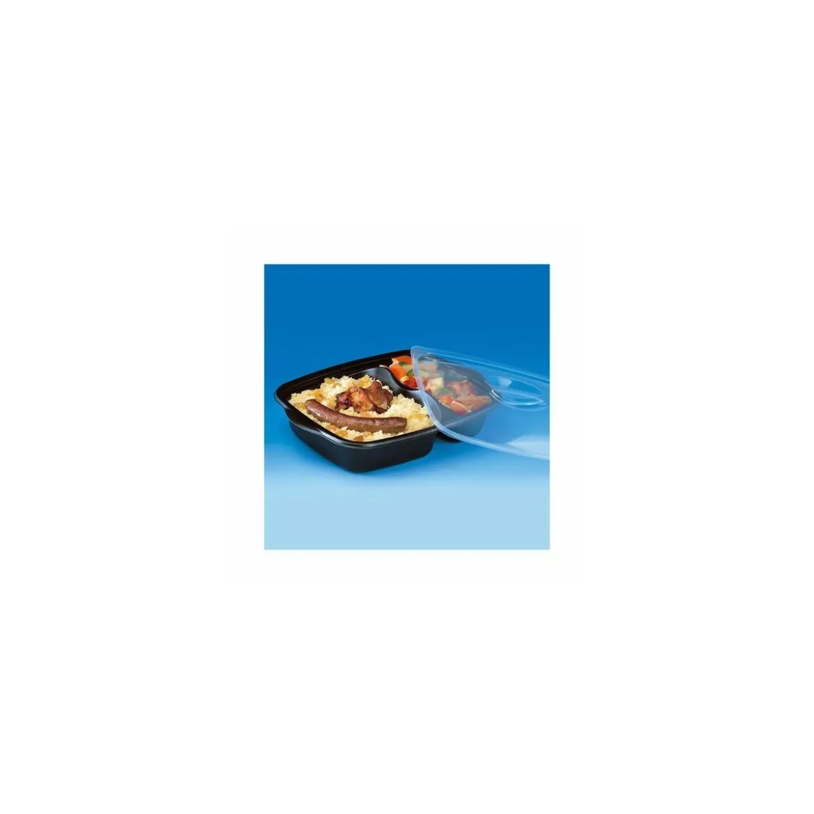 Boite plats cuisinés PP 2 compartiments 55 + 35 cl - par 200