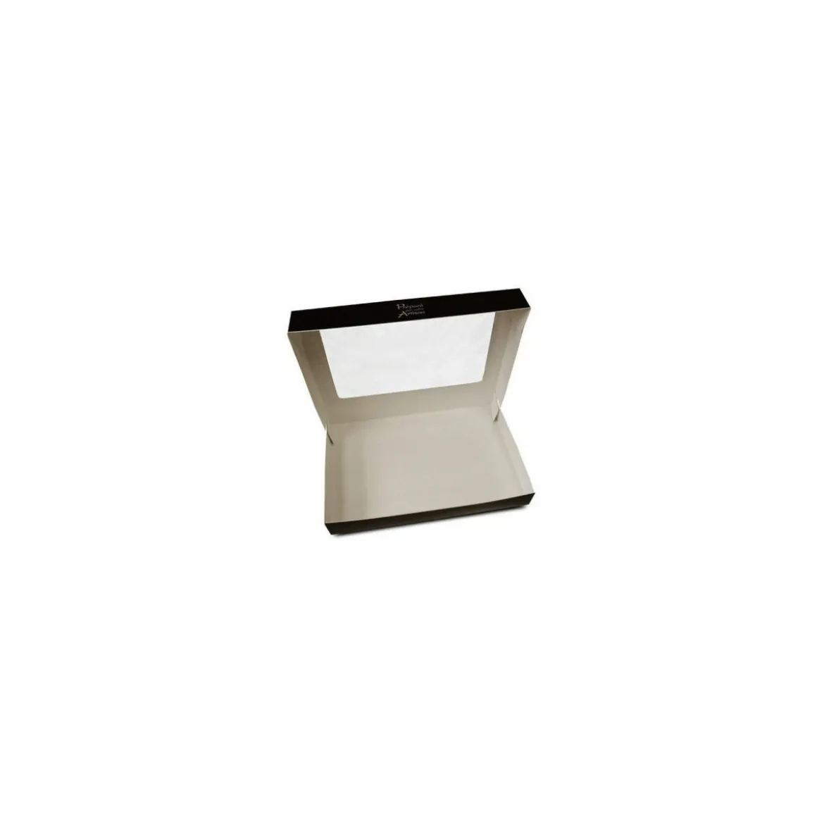 Boîte fenêtre "votre artisan" en carton noir 42,5 x 28,5 x 6 cm - par 25