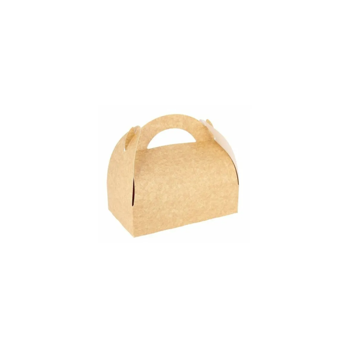 Boîte pâtissière kraft brun avec poignées 17 x 15 x 6 cm - par 50