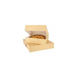 Boîte pâtissière kraft brun avec couvercle 25 x 25 x 8 cm - par 50
