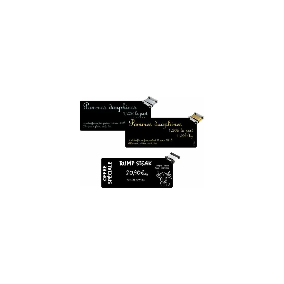 Cartes longues PVC noires Edikio Flex 5 x 12 cm - par 500