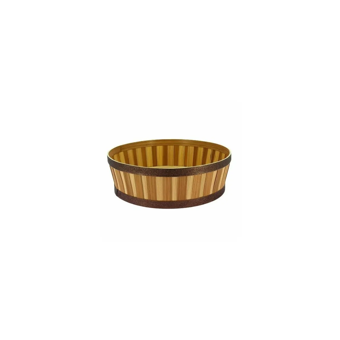 Corbeille ronde bambou bordure paillette marron ø 32 x 10 cm - par 20