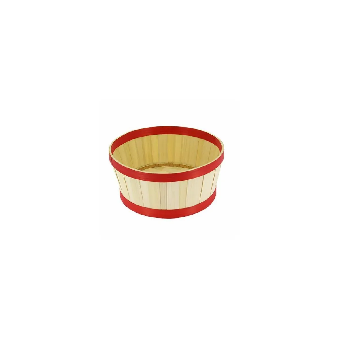 Corbeille ronde bambou bordure rouge ø 22 x 10 cm - par 20