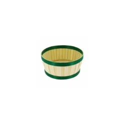 Corbeille ronde bambou bordure verte ø 22 x 10 cm - par 20