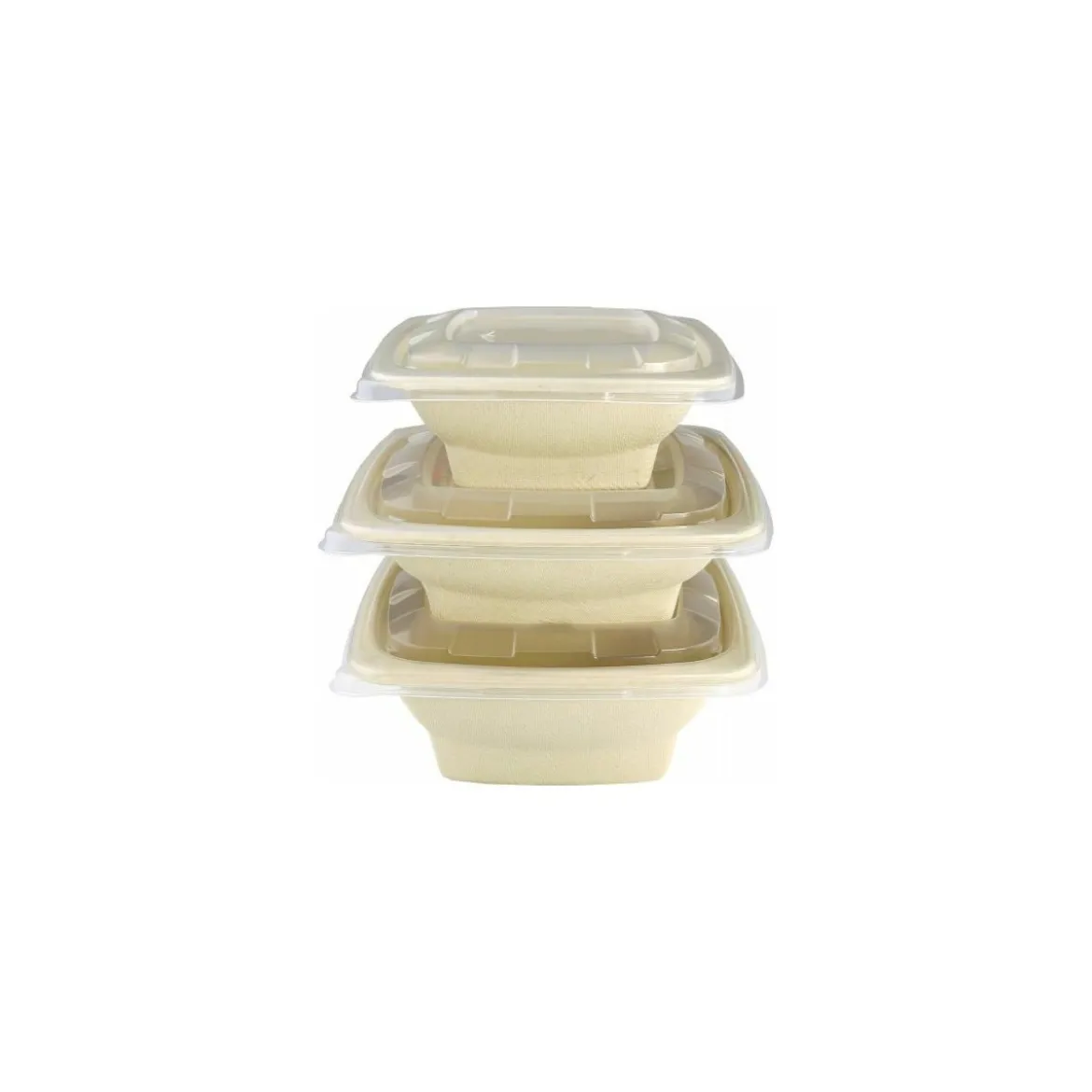 Couvercle carré PP pour saladiers bagasse 500 ml - par 300