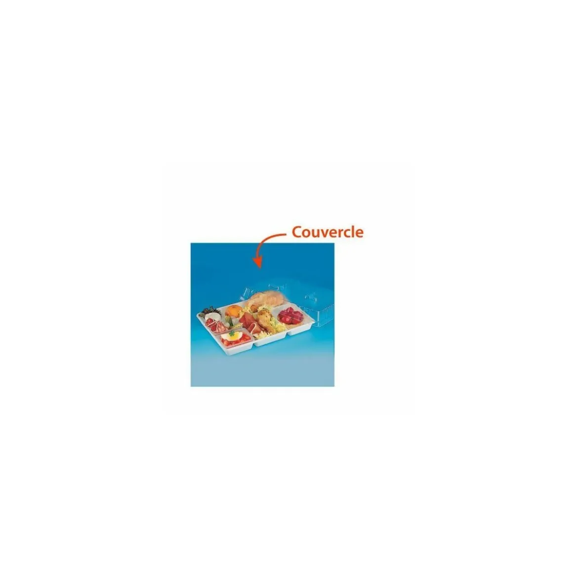 Couvercle plastique transparent pour plateau repas 5 compartiments 38,1 x 23,1 x 4,2 cm - par 30