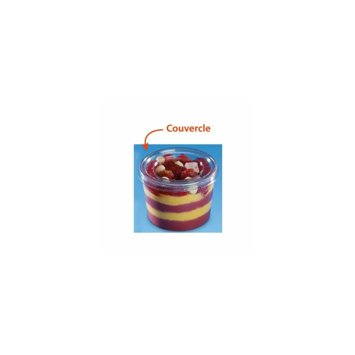 Couvercle plastique transparent pour verrine plastique ronde transparente Bodega 180 ml - par 60