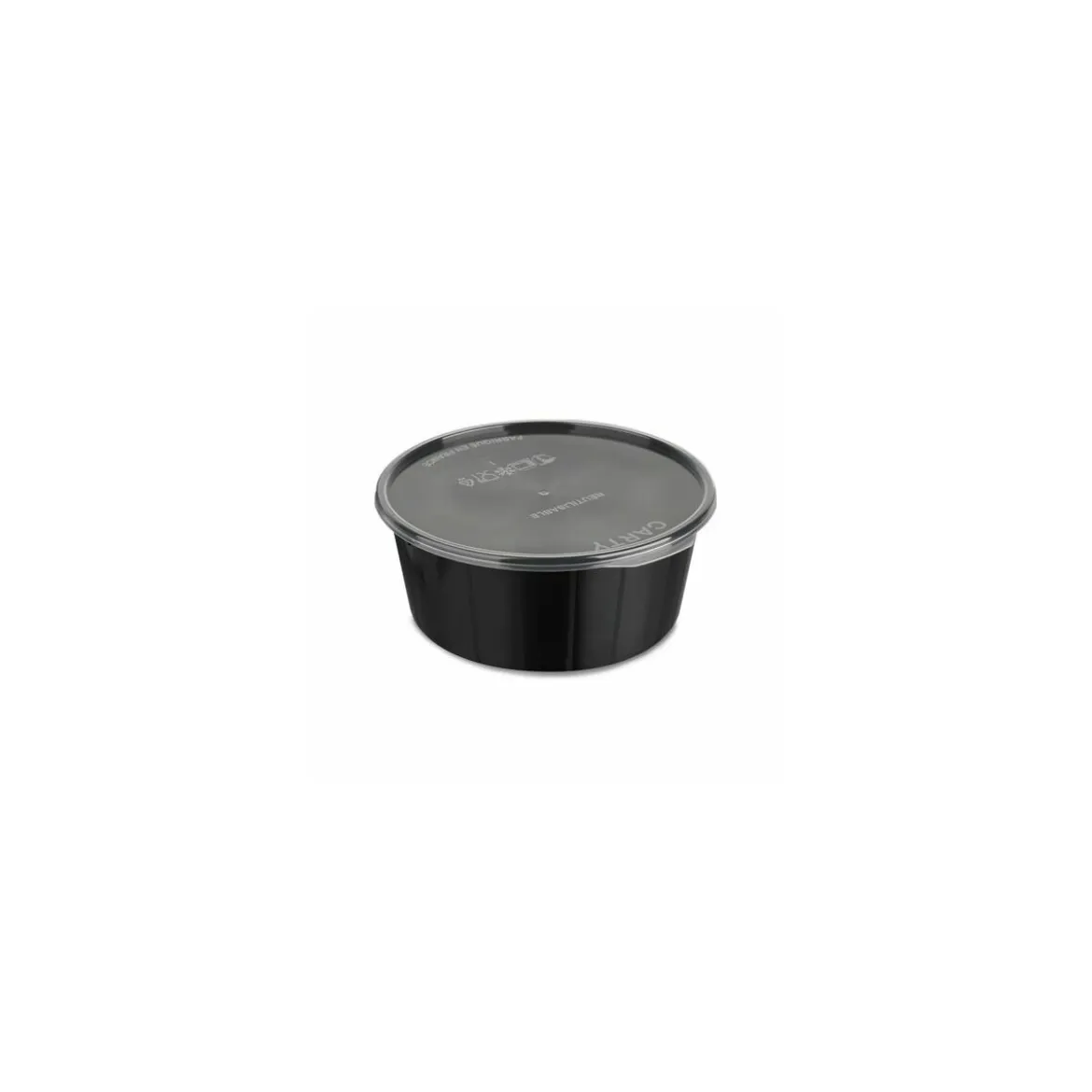 Couvercle plastique transparent pour boîte ronde plastique noire 750 ml - par 250