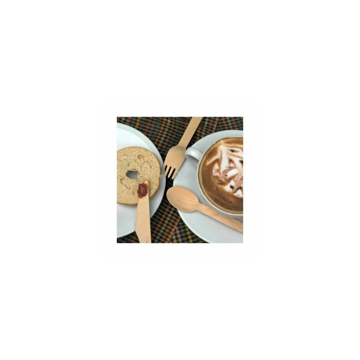 Cuillère à dessert jetable en bois 16,5 cm - par 50
