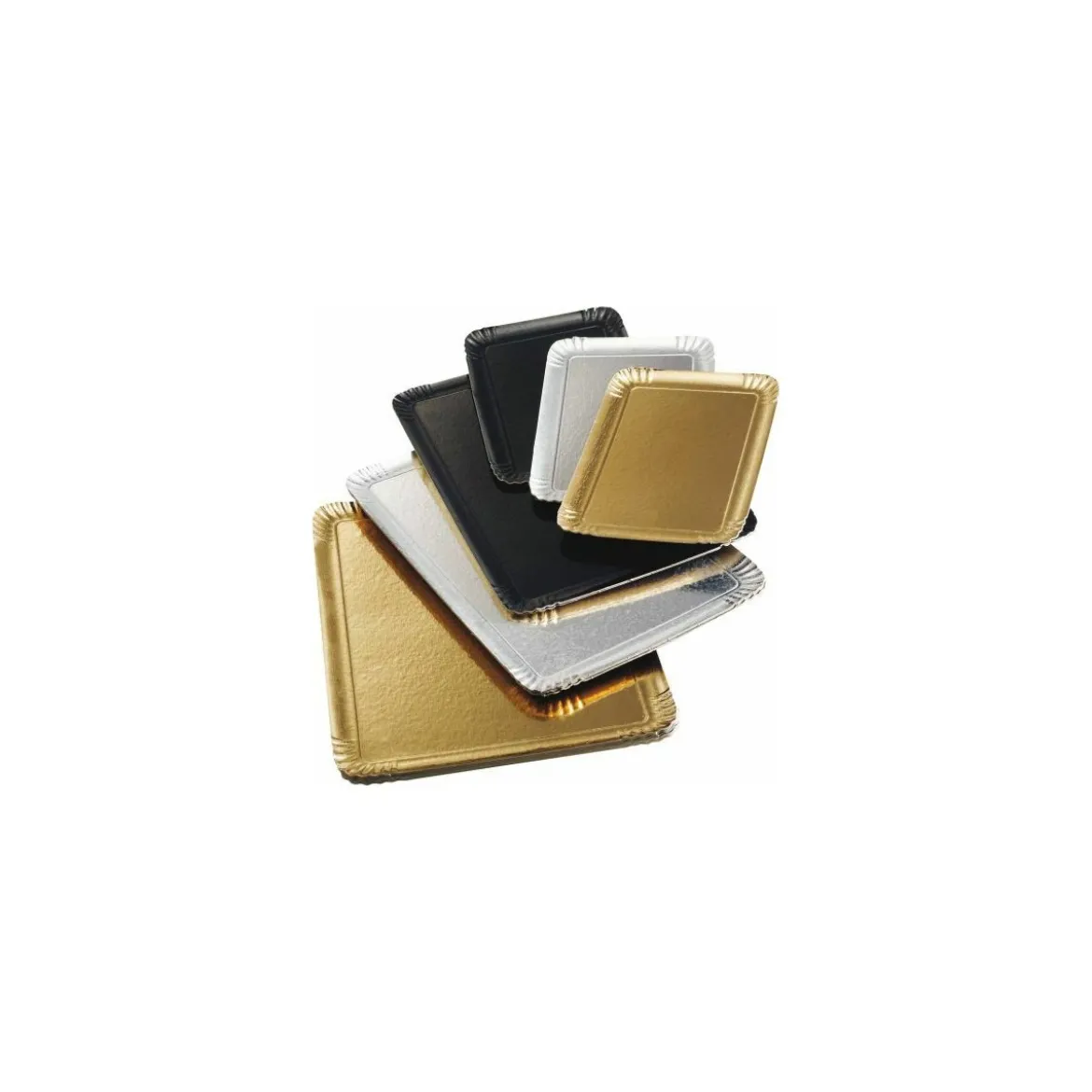 Grand plateau traiteur en carton double face argent / or 42 x 28 cm - par 25