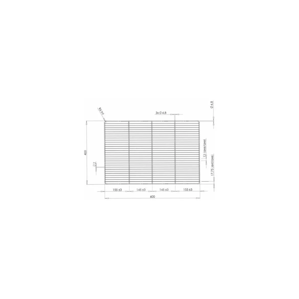 Grille inox 60 x 40 cm