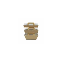 Panier chaud kraft brun 750 ml avec couvercle - par 150