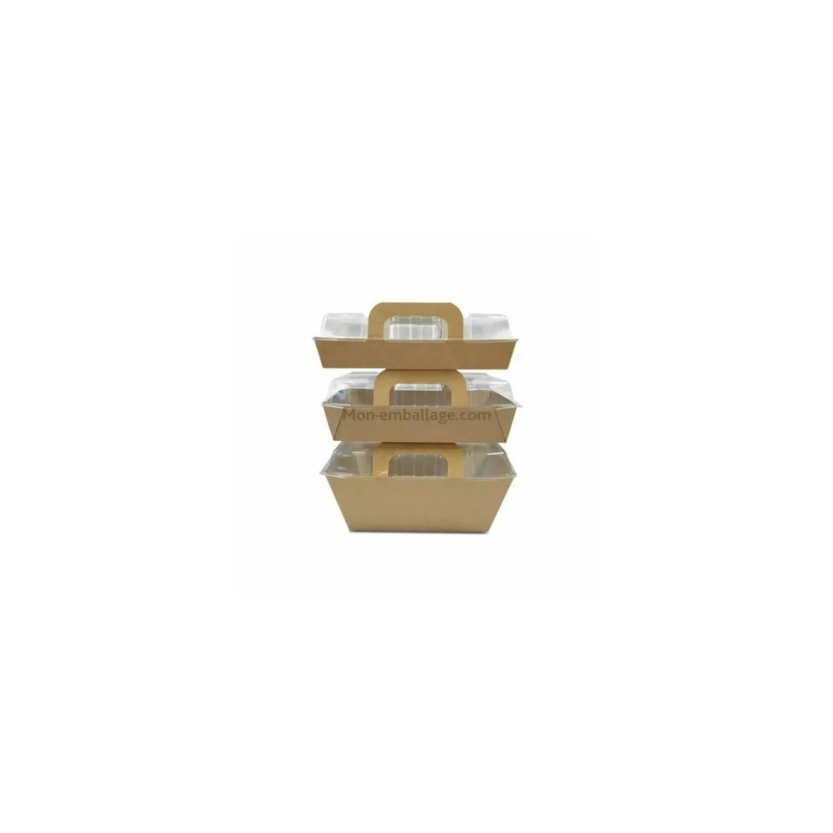 Panier chaud kraft brun 750 ml avec couvercle - par 150