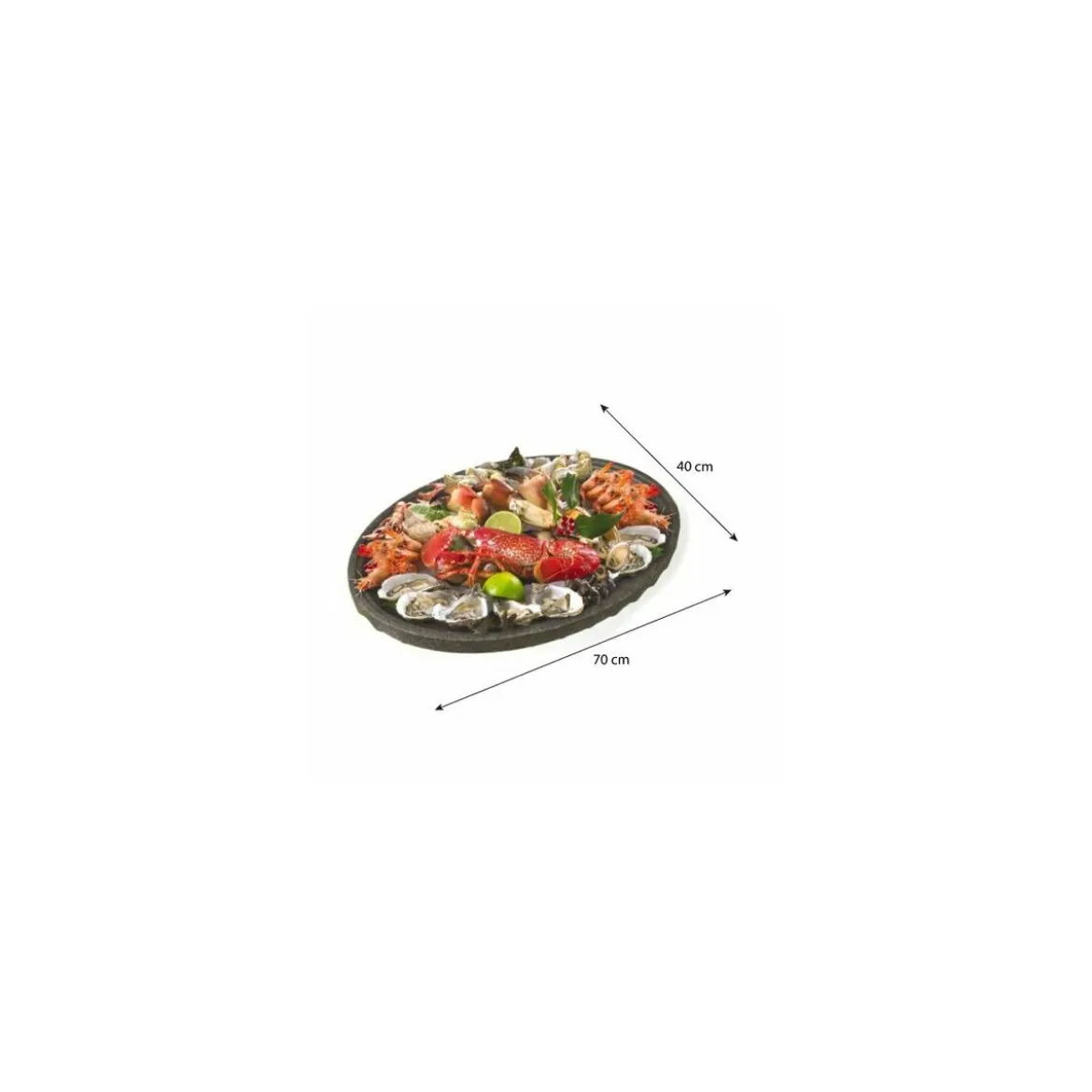 Plateau fruits de mer ovale noir 70 x 40 cm - par 25