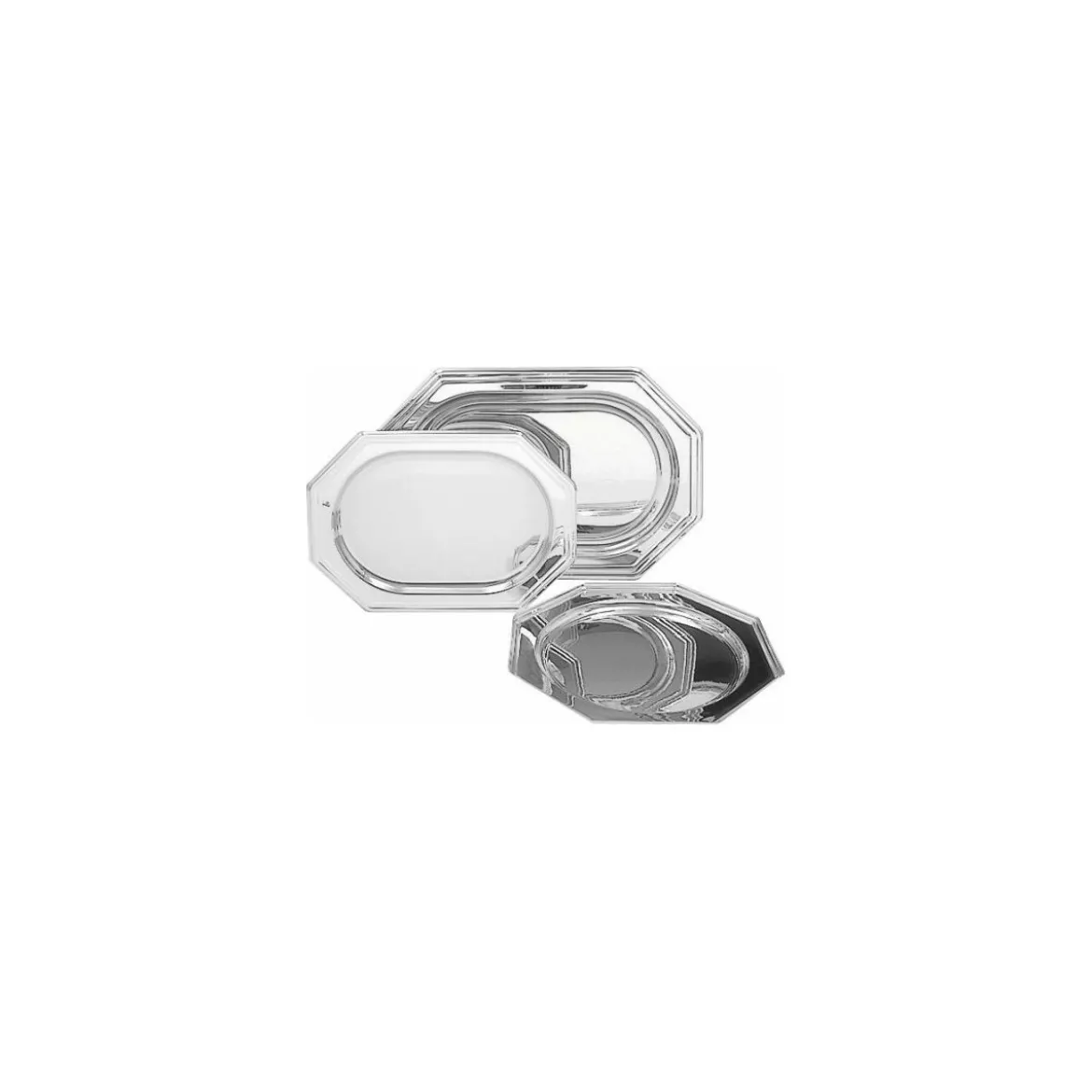 Plateau octogonal PET argenté 46 x 30 cm - par 50