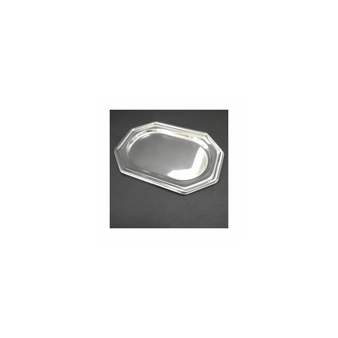 Plateau octogonal PET argenté 35 x 25 cm - par 50