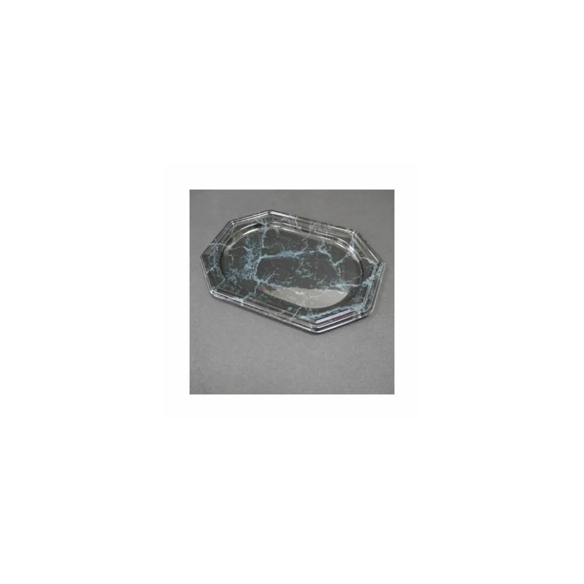 Plateau octogonal PET marbré noir 35 x 25 cm - par 50