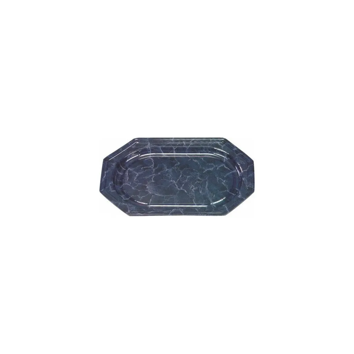 Plateau octogonal PET marbré noir 27 x 19 cm - par 50