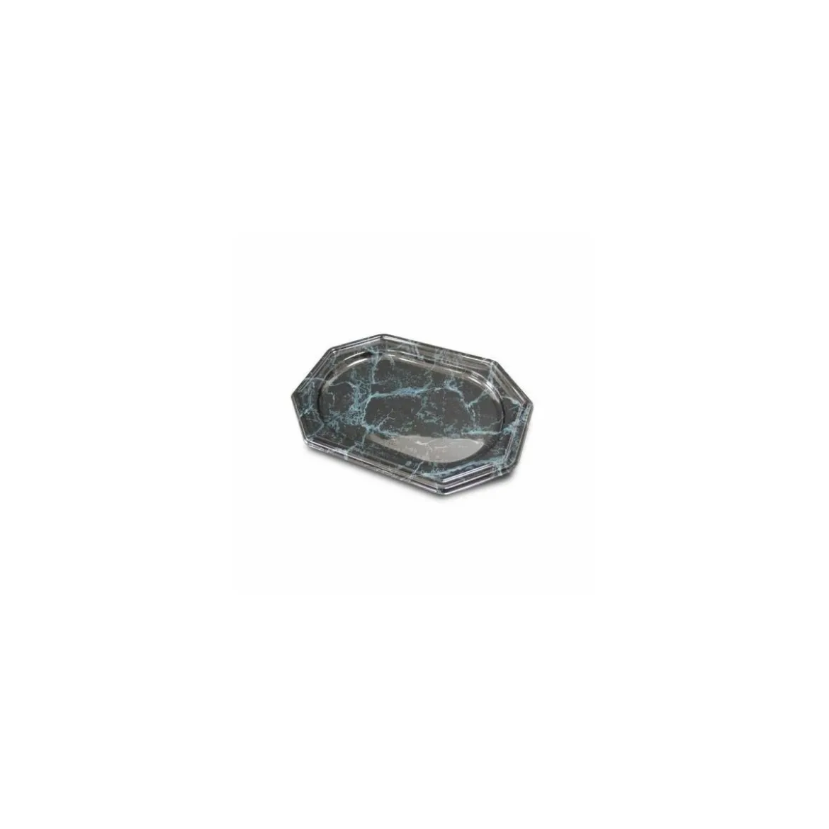 Plateau octogonal PET marbré noir 27 x 19 cm - par 50
