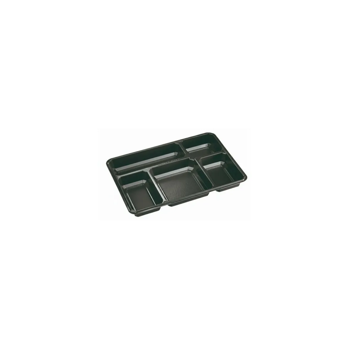 Plateau repas 5 compartiments plastique noir 32 x 22,5 x 3,4 cm - par 25