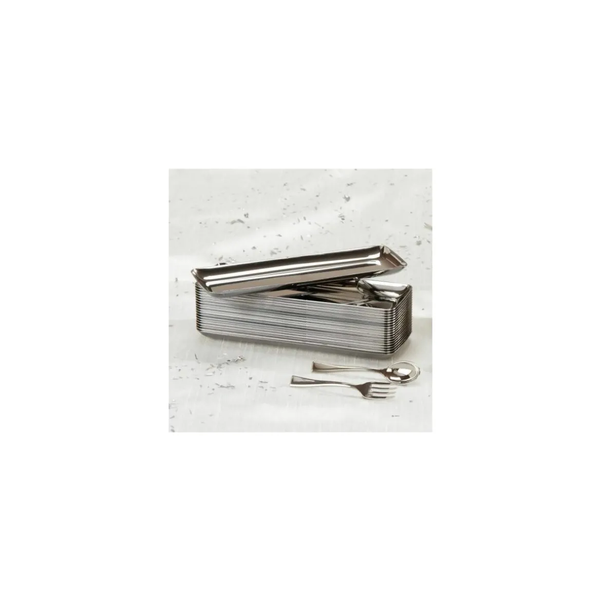 Plateau traiteur rectangulaire métallisé 19 x 6 cm - par 20